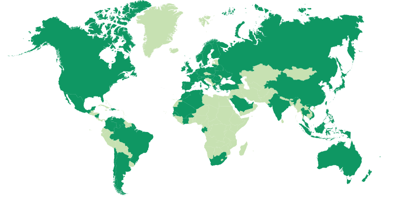 World map highlighting locations of the BNP Paribas global network